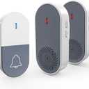 Wireless Doorbell Kit for Home,Classroom,Bedroom,Kids Room,Safe Plug-in Remote Door Bell Ringer with Button,Battery Operated Portable Indoor Mini Doorbells for Teachers,Smart Door Bells for Room (2 Receivers & 1 Button)