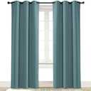 NICETOWN Greyish Blue Blackout Room Darkening Drapery Window Treatment Thermal Insulated Solid Grommet Curtain/Drape for Hall Home Decor (Single Panel, 42 x 84-inch)