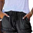 YOCUR Womens Lightweight Shorts Casual Baggy Trendy Hot Pants Elastic Waist Drawstring Comfy Shorts Size L