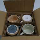 GBHOME Ceramic Coffee Mugs Set of 4, 17oz Handmade Ceramic Coffee Mugs Set with Terracotta Underside for Latte/Tea/Beer/Hot Cocoa, Dishwasher & Microwave Safe (Beige)