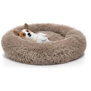 MIXJOY Orthopedic Dog Bed Comfortable Donut Cuddler Round Ultra Soft Washable Cat Cushion Bed (20''/23''/30'') (23'', Brown) (23.0"L x 23.0"W x 7.0"Th)