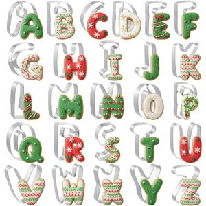 Alphabet Letter Cookie Cutter Set, 26 PCS 2.8 Inch Large Alphabet Cookie Cutters Stainless Steel Cookies Cutter Set Fondant Biscuit Fruit Dough Mold Tools for Christmas, Birthday Party Decorations