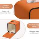 GORESE Square Tissue Box Cover for Kleenexs, PU Leather Tissue Box Holder, Decorative Tissue Holder Cover for Bathroom Bedroom Living Room Office, Orange
