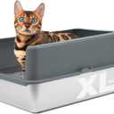 iPrimio XL Stainless Steel Litter Box with Lid - High-Sided Metal Litter Box with Enclosure for Big Cats - Easy to Clean, Rust-Resistant, and Durable - Never Absorbs Odors - 23.5 x 15.5 x 6 in