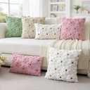 Artscope Spring Summer Pillow Covers 18x18 Set of 2 Decorative Yellow Flower Heart Daisy Throw Pillow Cases Soft Plush Faux Fur Couch Cushion Case for Holiday Farmhouse Sofa Bed Room Home Decor-White