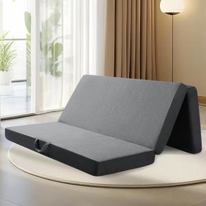 Tri Folding Mattress Queen Size - Memory Foam Tri-fold Handle & Non-Slip Bottom, Portable Foldable Sofa Bed Floor Chair for Travel RV Camping Guest Yoga - 6 Inch, 78"x58"x6"