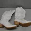 HISEA Rollda Cowboy Boots for Women, Cowgirl Boots, Comfortable Western Boots with Pointed Toe Stitched Embroidery for Country Concert Dancing Wedding Traveling Daily Outfits (11, White)