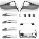 Chrome Door Handles with Top Half Mirror Covers with Tailgate Cover (with Camera Hole) kit Fits 2014-2018 Silverado/Sierra 1500 2500 3500, (Not for Towing Mirror)