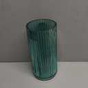 Muyan 7.5" Flower Vase for Decor Ribbed Glass Vase Modern for Centerpieces Desktop Home Office Dining Living Room Wedding (Green)