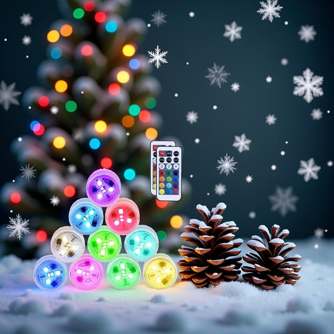 Mata Leon Christmas Lights Battery Operated LED Color Changing Pumpkin Light Candle Light with Remote for Party Event Pool Pond Fountains Wedding Christmas Vases Decor(10pcs)