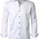 JEMITOP Men's Stretch Wrinkle Free Dress Shirt Formal Prom Wedding Long Sleeve Button Down Shirts S