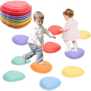 LoomLark Balance Stepping Stones for Kids Non-Slip River Stones Obstacle Course Play Indoor and Outdoor Coordination Game Sensory Toys Toddler Ages 3 4 5 6 7 8+, 10pcs