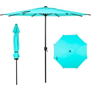 Abba Patio 9FT Lyon Outdoor Patio Umbrella Outdoor Table Umbrella with Push Button Tilt and Crank Market Umbrella 8 Sturdy Ribs UV Protection Waterproof for Garden Deck Backyard Pool, Turquoise