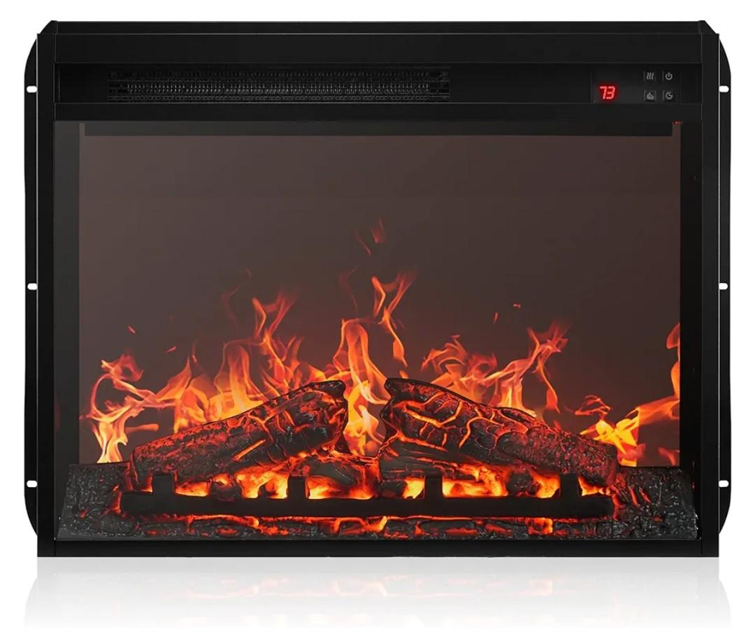 BELLEZE 23" Electric Fireplace Insert w/Fire Crackling Sound, Recessed Fireplace Heater with Remote Control, Indoor Fireplace Heater with Adjustable Brightness, Timer, Automatic Temperature Control