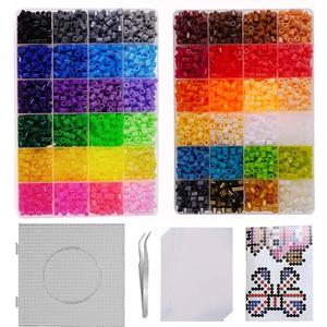 4800pcs Fuse Beads Kit for Kids Crafts, 48 Colors 5mm Melting Beads Set Including Pegboards, Ironing Paper, Tweezers, Birthday and Christmas Gift