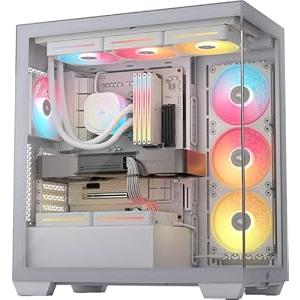 CORSAIR 3500X LX RGB Link Panoramic Mid-Tower PC Case – 3X Pre-Installed Fans, High Airflow, Spacious Interior, GPU Anti-Sag, Reverse Connection Motherboard Compatible – White