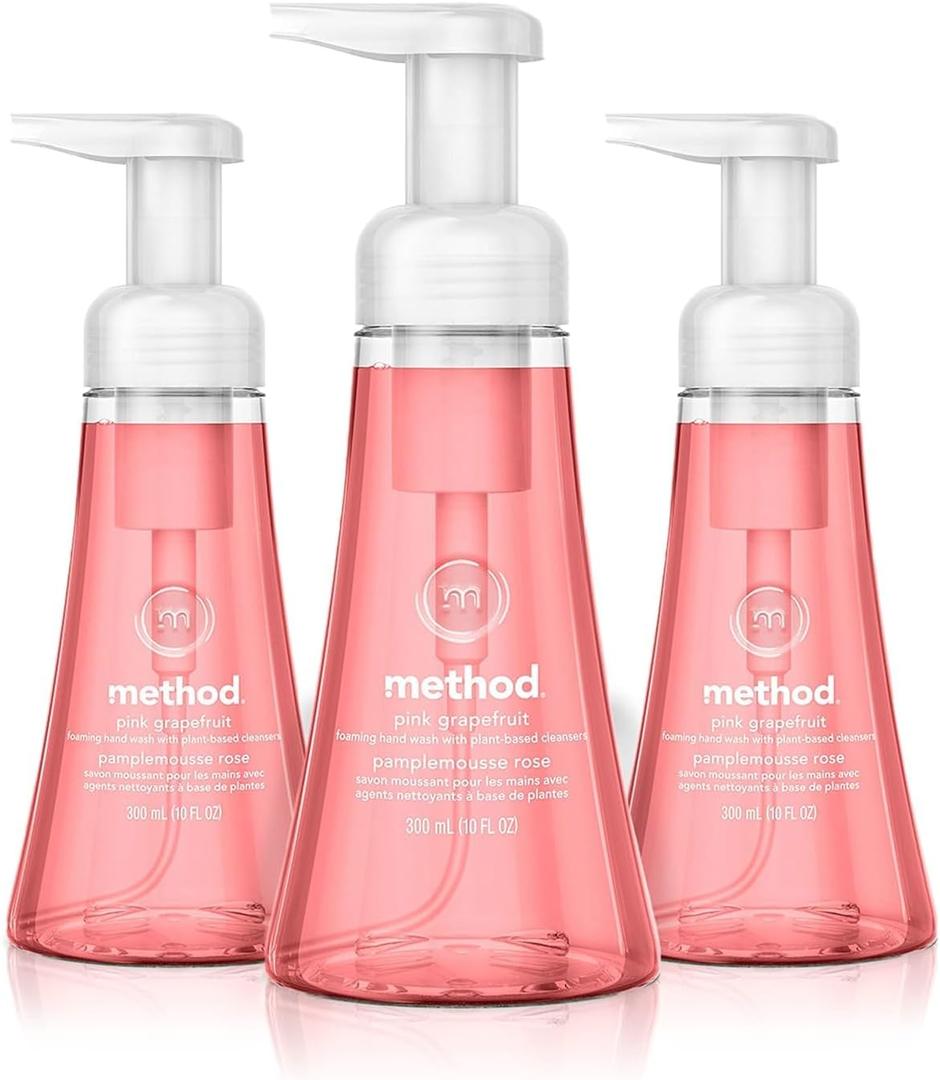 Method Foaming Hand Soap, Pink Grapefruit, 10 Fl Oz, Biodegradable Formula, (Pack of 3)