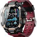 ULTIMAL Rugged Case with Band for Apple Watch 49mm, Compatible with Apple Watch Ultra 3/2/1, Military Grade Shockproof Bumper Cover for iWatch Tactical Band Men (49mm, Red)