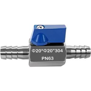 Beduan 3/4” Hose ID Barb Ball Valve 304 Stainless Steel Mini Shut Off Valve for Water Gas Fuel Drip Irrigation and Aquariums