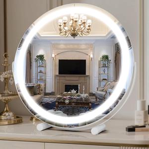 Vanity Mirror with Lights, 18" LED Makeup Mirror, HD Professional Mirror, Smart Touch with 3-Color Lighting, Dimmable, 360 Rotation, Lighted Up for Makeup Desk, Bedroom (White)