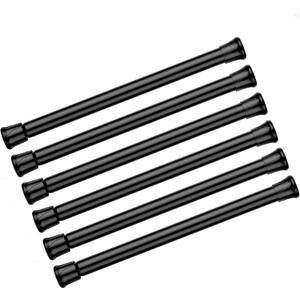 AIZESI Spring Tension Curtain Rods Short Tension Rod (Black,8" to 12"-6Pcs)