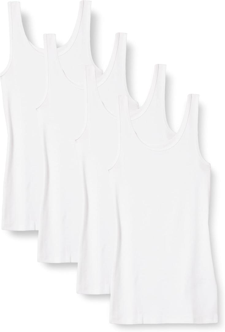 Amazon Essentials Women's Slim-Fit Cotton Modal Rib Tank, Pack of 4, White, X-Large