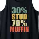 Funny Sarcastic 30% Stud 70% Muffin Retro Dad Father Figure Tank Top (Black, XXL)