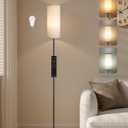 64.4 Dimmable Floor Lamp for Living Room with Remote and Foot Switch, Modern Standing Tall Lamp, Corner Floor Lamp for Bedroom, 10W 900LM LED Bulb Included, 3000K-6500K, Beige, FCC Listed E06LD05W1