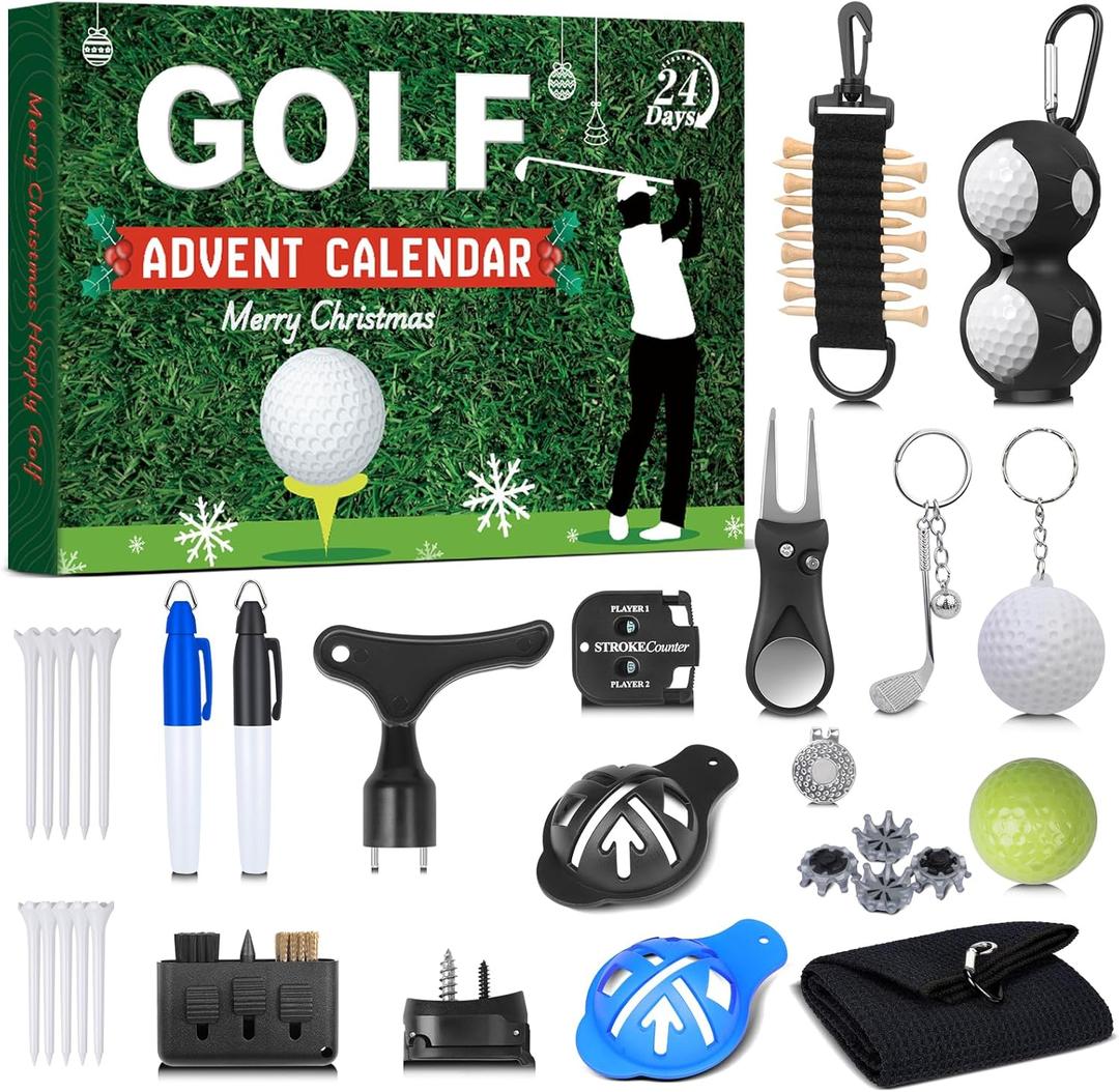 Golf Advent Calendar 2025 for Men Teen Boy, 24-Day Christmas Count-down Calendar for Father, Husband, or Boyfriend, Perfect Holiday Gift Featuring Golf Balls, Tees, Ball Markers