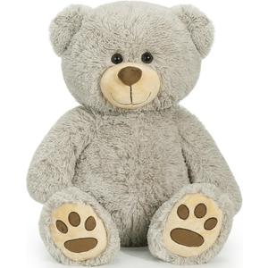 LotFancy Teddy Bear Stuffed Animals, 20 inch Soft Cuddly Cute Plushies, Plush Toys with Footprint Design, Stuffed Animals for Girls Kids Baby Toddlers, Baby Shower Easter Birthday Gift Decor, Grey