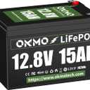 OKMO 12V 15Ah LiFePO4 Lithium Battery, 4000+ Deep Cycles rechargeable Battery with LTCP, 10-Year , for UPS, Kayak Fish Finder, Solar Panel, Power Wheels Toys, Scooter, Radio (2 packs)