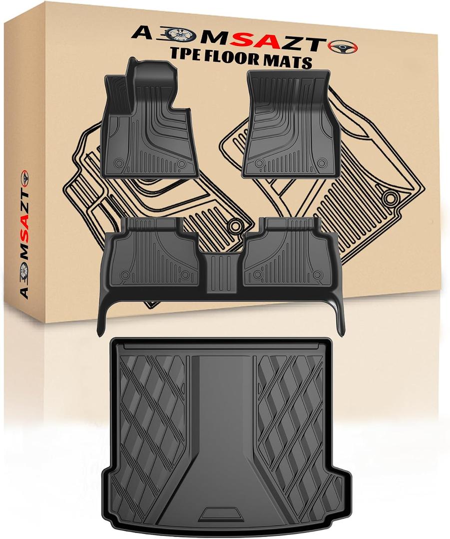 X6 Floor Mats & Cargo Liners Compatible with 2020-2025 2026 BMW X6 | AOMSAZTO All Weather Floor Mats for X6 Accessories Anti Skid Floor Liners Trunk Mat