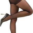 3 Pairs Women's 20D Pantyhose with Control Top and Reinforced Toes (Black, XXL)