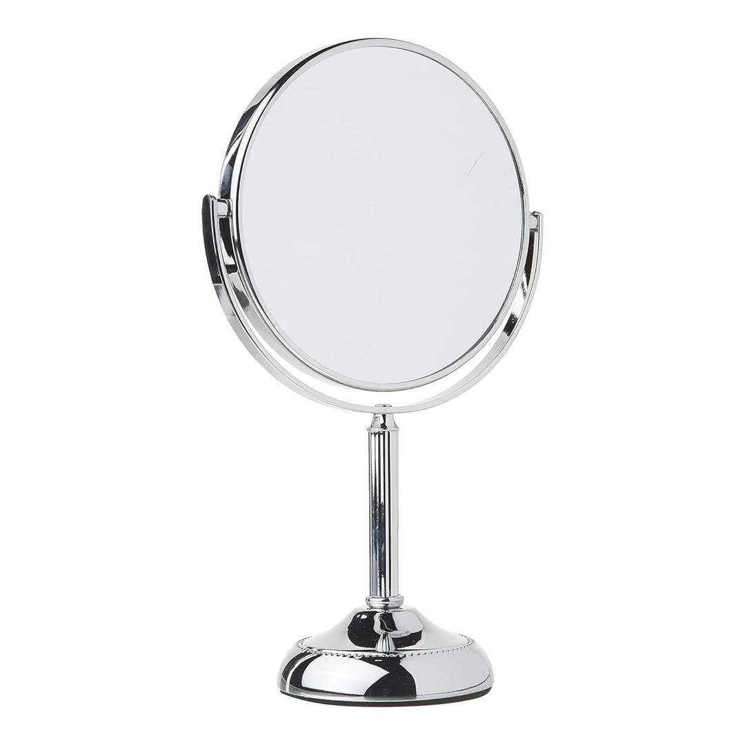 JERDON Two-Sided Tabletop Makeup Vanity Mirror - 10X-1X Magnification & Swivel Design - 6-Inch Diameter Portable Mirror  Polished Chrome Finish - Model JP910CB