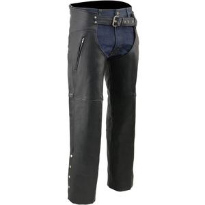 Milwaukee Leather Chaps for Men's Black Prime Leather Zipped Thigh Pocket-Mesh Lined Motorcycle Rider Chap-SH1190 (XX-Large)