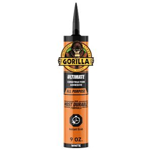 Gorilla Heavy Duty Ultimate Construction Adhesive, 9 Ounce Cartridge, White, (Pack of 1)