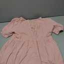 Dokotoo Womens Summer Crewneck Puff Sleeve Babydoll Elegant Empire Waist Mini Swing Skater Dresses with Pockets (Large, 1 Pink)
