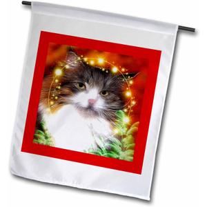 3dRose fl_18508_1 Domestic Norwegian Forest Cat Garden Flag, 12 by 18-Inch