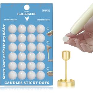 Taper Candle Sticky Dots - White Wax Candle Adhesive Dots - Unscented Cire Adhesive for Secure Candle Placement - Easy Clean and Traceless for DIY Projects - Pack of 24 (EAG-CSD-WHITE)
