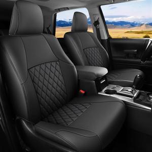 Huidasource Upgrade 4Runner Seat Covers, Front & Rear 2-Row Leather Seat Protector, Full Coverage Seat Covers Custom Fit for 2011-2024 Toyota 4Runner(2-Row,5 Seats Model ONLY, Full Set/Black)