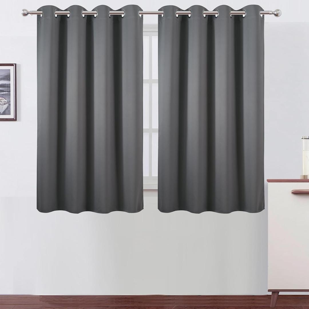 LEMOMO Blackout Curtains 66 x 54 Inch Long Frost Grey Curtains Set of 2 Panels Room Darkening Curtains for Bedroom and Living Room