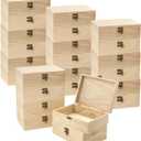 24 Pack Unfinished Wood Box with Lid Crafts 8.3 x 6 x 2.7 Inches Wooden Box for DIY Arts Project