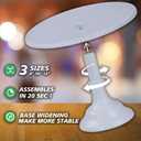 3 Pcs Metal Cake Stand, Cake Pop Stand Set of Disc Diameter 8" 10" 12", Tall Cake Stands for Dessert Table, Perfect Display for Wedding, Party, Birthday, Baby Shower, Decorations (White)