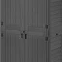 YITAHOME 60 cu ft Tall Outdoor Storage Shed w/o Shelf, Resin Vertical Outdoor Storage Shed, Large Waterproof Storage Cabinet for Garage, Poolside, and Garden (Dark Gray + Black)
