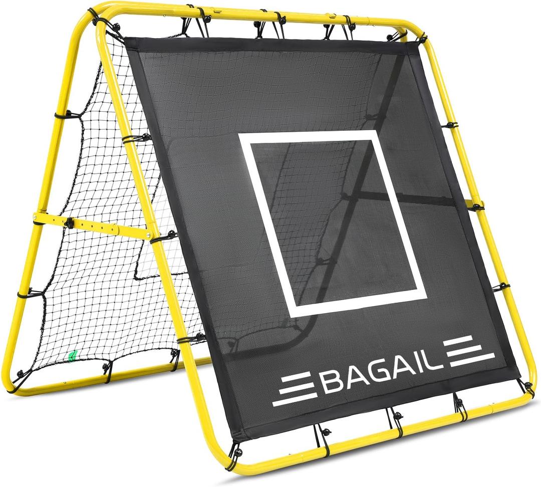 BAGAIL Soccer Rebounder Net, 4 x 4 Ft Pitch Back Baseball Softball Rebounder, Angle Adjustable Rebound Net for Control, Passing Practice, Easy Setup Bounce Back Net Gifts for Training