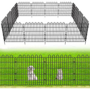5 Panels No Dig Decorative Garden Fence for Yard, 24 in(H) X 10 ft(L) Animal Barrier Fencing for Outdoor Dog, Metal Portable Garden Fences for Borders, Pets, Landscape, Temporary Fence