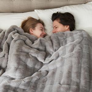 Cozy Bliss Fluffy King Size Throw Blankets for Bed,Warm Cozy Soft Grey Faux Fur Throw Blankets for Sofa Bedroom Living Room,108x90 Inches