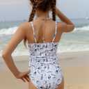 SOLY HUX Girl's Summer Swimwear Spaghetti Strap Tankini Set Cut High Waist Bathing Suits (Pink)