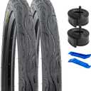 YUNSCM 2-PCS 20" Bike Tires 20 x 2.125/57-406 and 20" Bike Tubes Schrader Valve Compatible with 20x2.10 20x2.125 20x2.15 Bike Bicycle Tires and Tubes(P1074/Y1182/B1751)