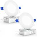 Sunco 4 Inch Ultra Thin LED Recessed Ceiling Lights Slim, 5000K Daylight, Dimmable, 10W, Wafer Thin, Can less with Junction Box 2 Pack - Energy Star ETL T24